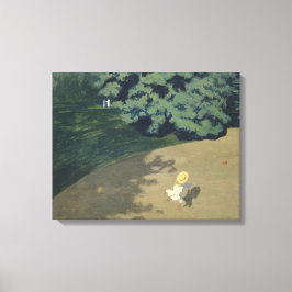 Junge Mädchen, die nach einem Roten Ball laufen (K Leinwanddruck