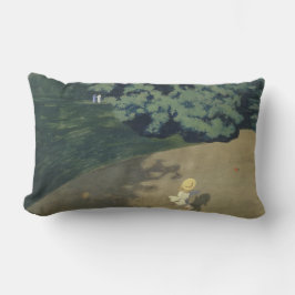 Junge Mädchen, die nach einem Roten Ball laufen (K Lendenkissen