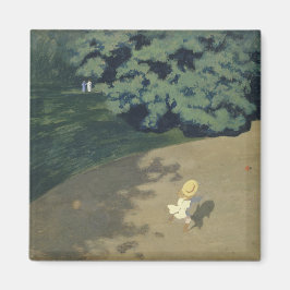 Junge Mädchen, die nach einem Roten Ball laufen (K Magnet