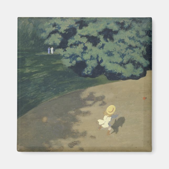 Junge Mädchen, die nach einem Roten Ball laufen (K Magnet (Vorne)