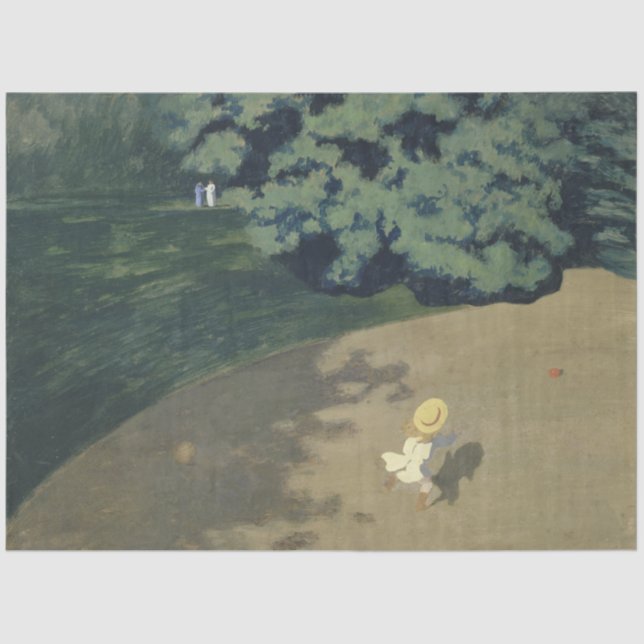 Junge Mädchen, die nach einem Roten Ball laufen (K Seidenpapier (Vorderseite)