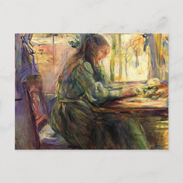 Junge Mädchen, die von Berthe Morisot geschrieben  Postkarte (Vorderseite)