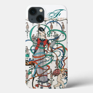 JUNGE MÄDCHEN,FARBBONNE WIRBEL,KUPID Monogramm iPhone 13 Hülle