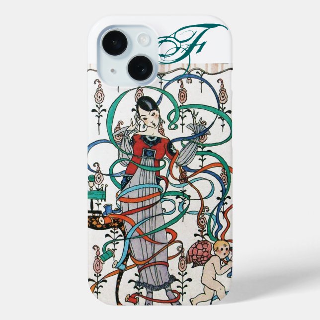 JUNGE MÄDCHEN,FARBBONNE WIRBEL,KUPID Monogramm Case-Mate iPhone Hülle (Rückseite)