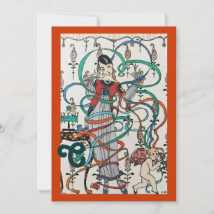 JUNGE MÄDCHEN, FARBBONNEN BRAUTPARTY MONOGRAMM EINLADUNG