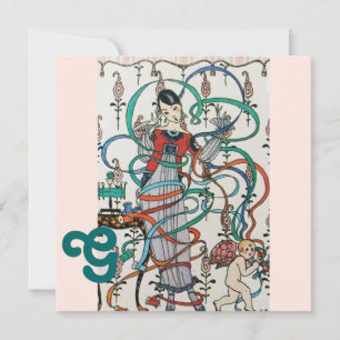 JUNGE MÄDCHEN, FARBBONNEN BRAUTPARTY MONOGRAMM EINLADUNG