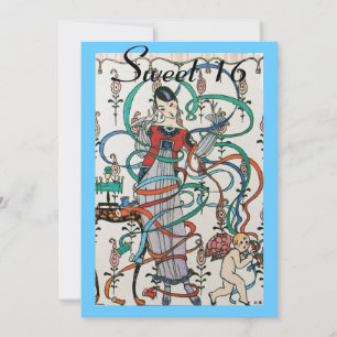 JUNGE MÄDCHEN, FARBBONS SCHWEET 16 PARTY Orange Einladung