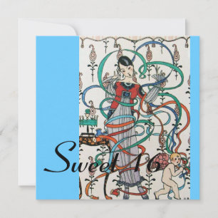 JUNGE MÄDCHEN, FARBBONS SCHWIMMEN 16 PARTY Blau Einladung