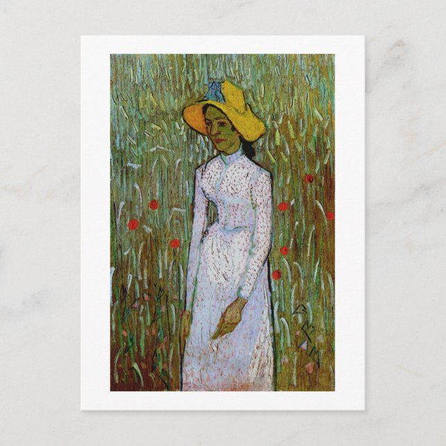 Junge Mädchen Hintergrund Wheat Van Gogh Fine Art Postkarte (Vorderseite)