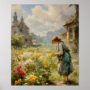 Junge Mädchen im blühenden Garten   Impressionisti Poster