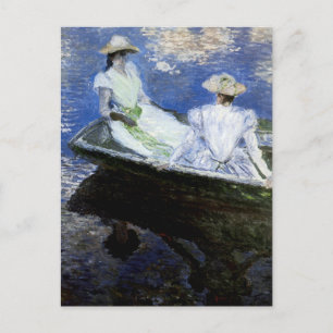 Junge Mädchen im Ruderboot Postkarte