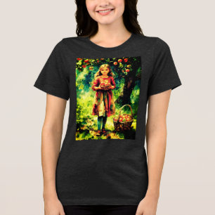 Junge Mädchen in einem Apfelgarten Tri-Blend Shirt