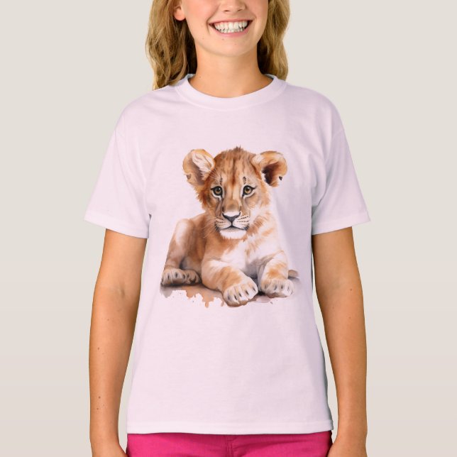 Junge Mädchen Löwe cub T - Shirt (Vorderseite)