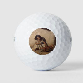 Junge Mädchen mit einem Baby (arme Straßenkinder) Golfball