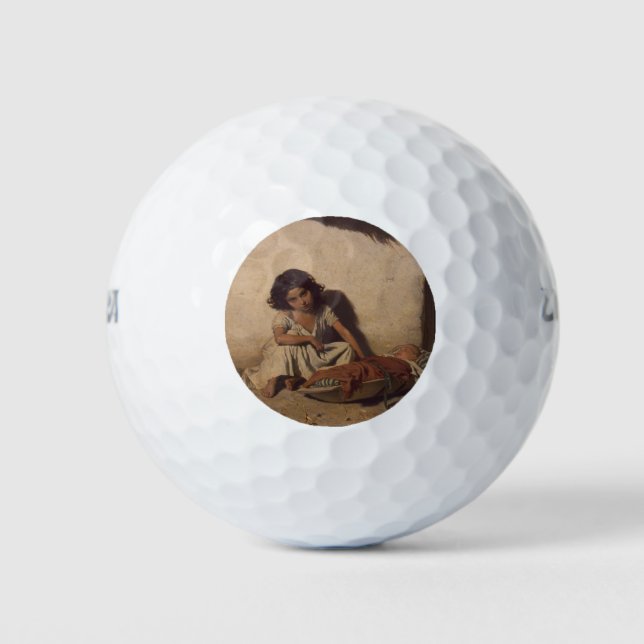 Junge Mädchen mit einem Baby (arme Straßenkinder) Golfball (Vorderseite)