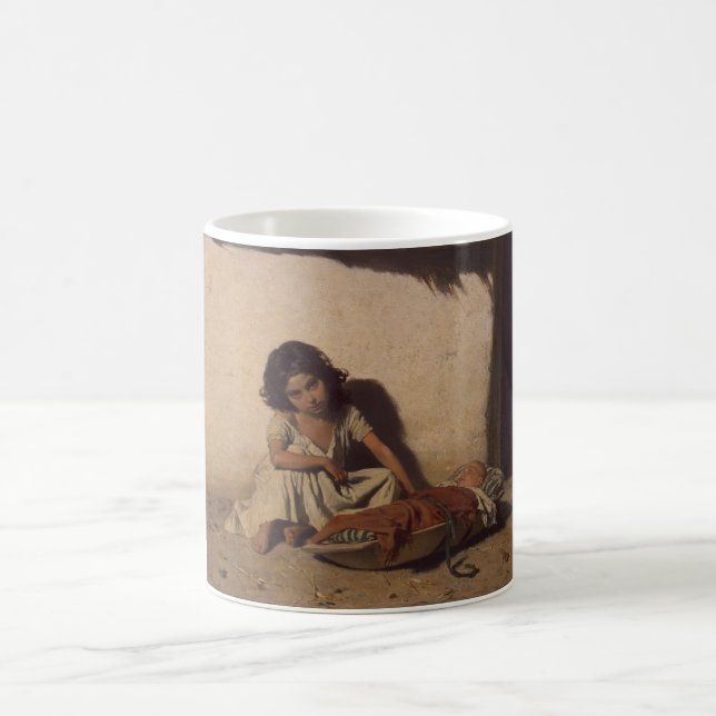 Junge Mädchen mit einem Baby (arme Straßenkinder) Kaffeetasse (Mittel)