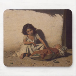 Junge Mädchen mit einem Baby (arme Straßenkinder) Mousepad