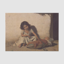 Junge Mädchen mit einem Baby (arme Straßenkinder) Seidenpapier