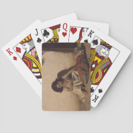 Junge Mädchen mit einem Baby (arme Straßenkinder) Spielkarten