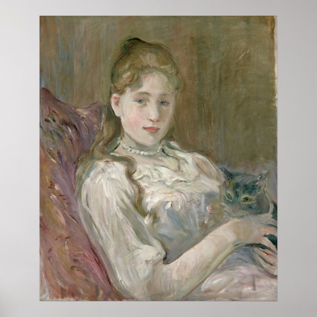 Junge Mädchen mit Katze, 1892 Poster (Vorne)