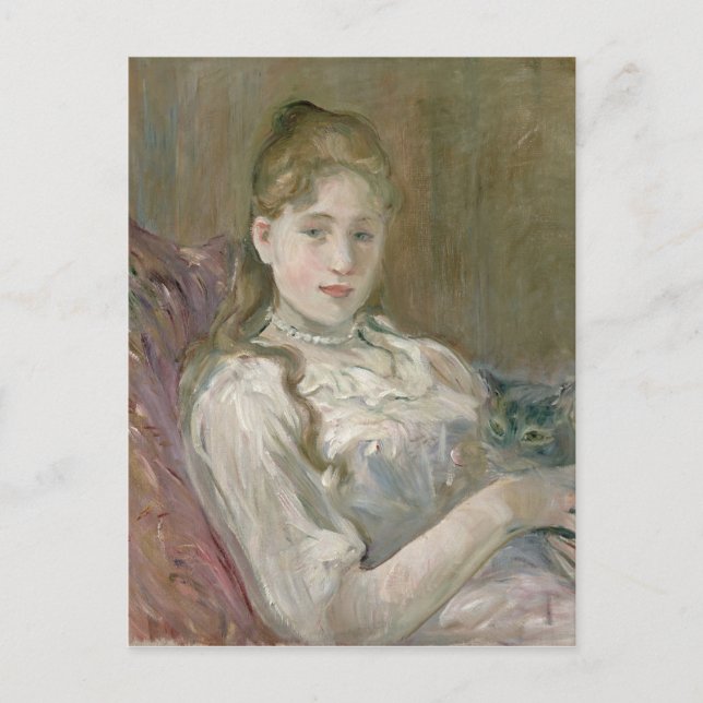 Junge Mädchen mit Katze, 1892 Postkarte (Vorderseite)