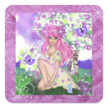 Junge Mädchen sitzen mit Schmetterlingskleber