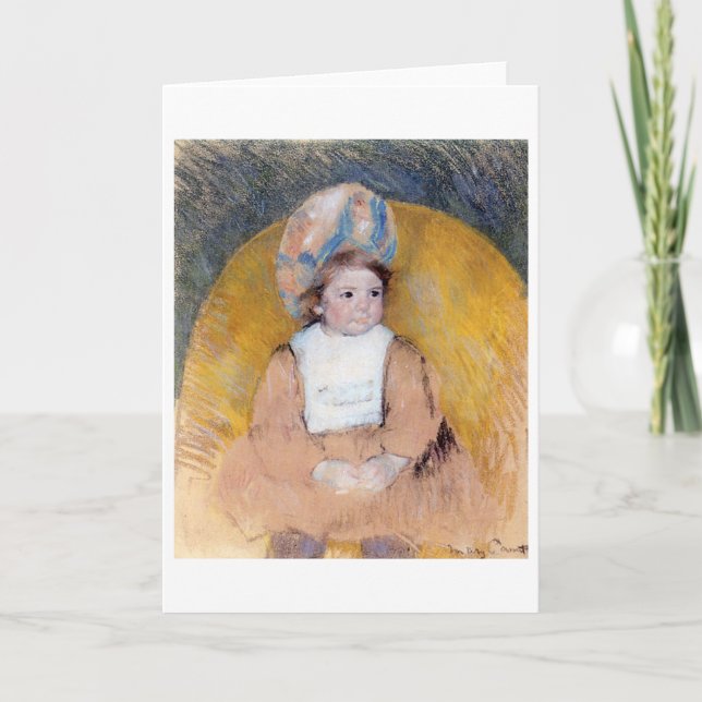 Junge Mädchen sitzt in einem gelben Sessel, Cassat Karte (Vorderseite)