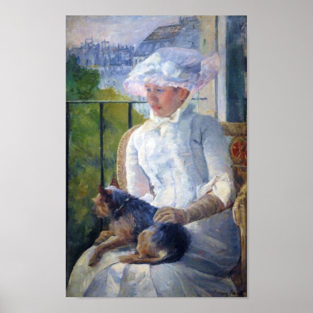 Junge Mädchen und ihr Hund, Mary Cassatt Poster (Vorne)