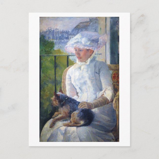Junge Mädchen und ihr Hund, Mary Cassatt Postkarte (Vorderseite)