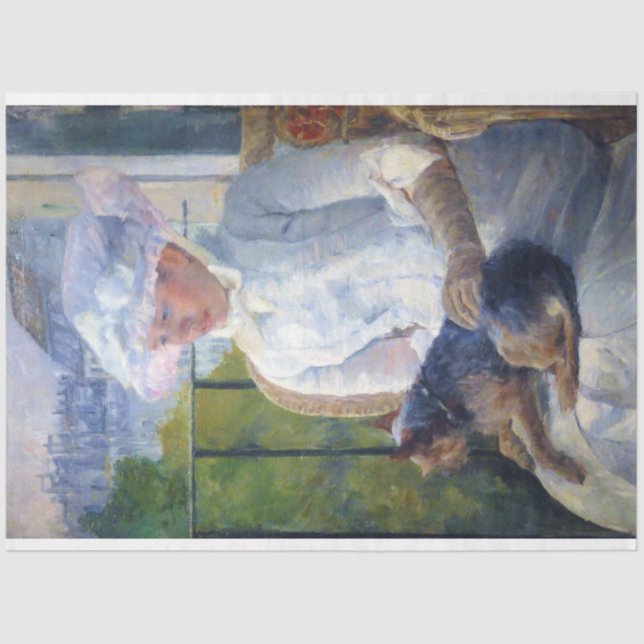 Junge Mädchen und ihr Hund, Mary Cassatt Seidenpapier (Vorderseite)