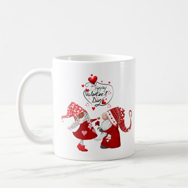 Junge & Mädchen Valentines gnome Happy Valentines  Kaffeetasse (Links)