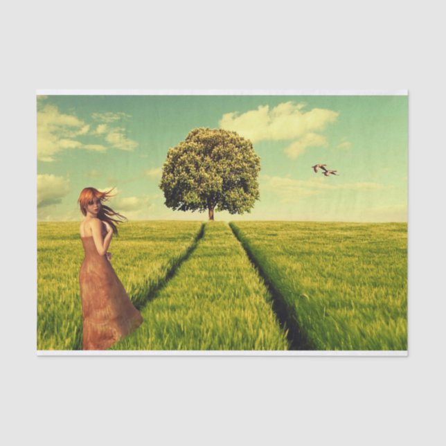 Junge Mädchen vor Ort Seidenpapier (Vorderseite)