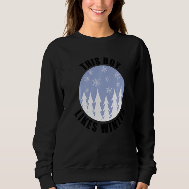 Junge mag gemütliche Wintertage Landschaft Winters Sweatshirt (Vorderseite)