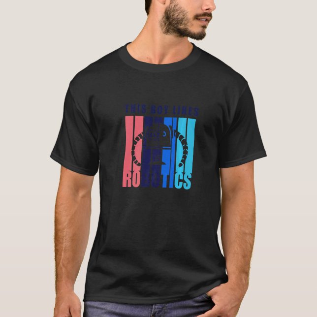 Junge mag Robotik Engineering Mechanik T-Shirt (Vorderseite)
