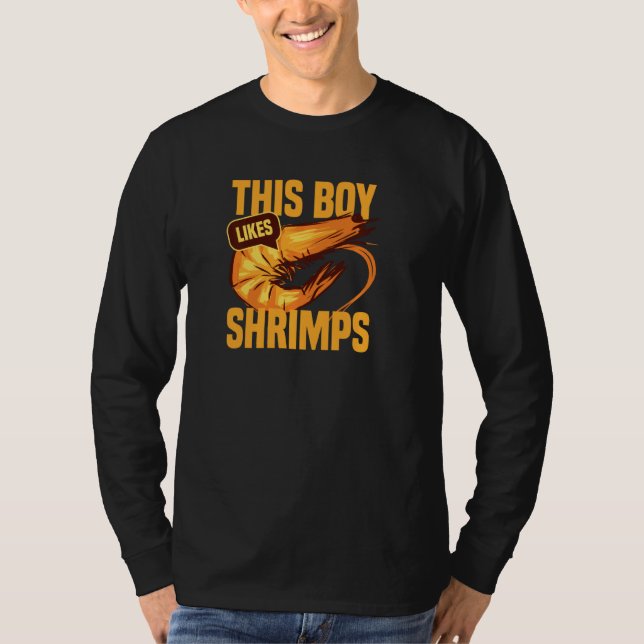 Junge mag Shrimps Funny Seafood Koch Pullover (Vorderseite)