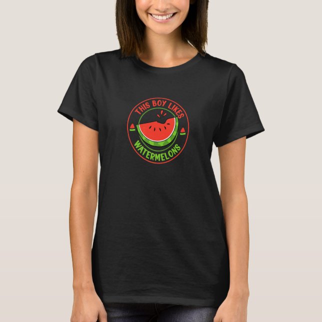 Junge mag Wassermelonen Sommerfrüchte T-Shirt (Vorderseite)