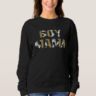 Junge Mama für Frauen Leopard Print Soccer Thema Sweatshirt