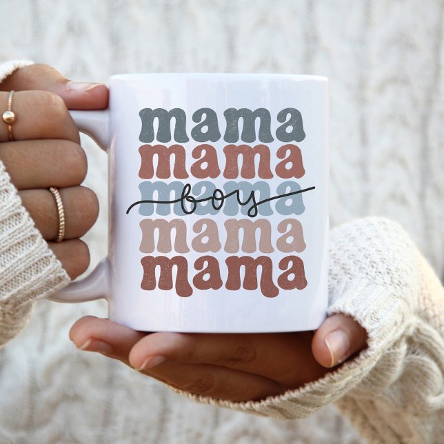 Junge Mama Mutter's Day Retro gestapelt Zweifarbige Tasse (Von Creator hochgeladen)