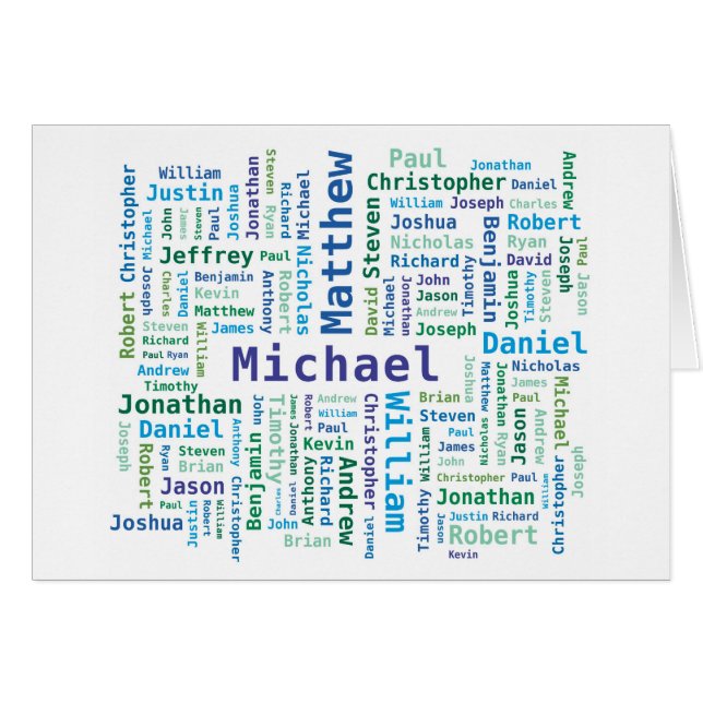 Junge / Man benennt Word Cloud Blue und Green Colo (Vorderseite (Horizontal))