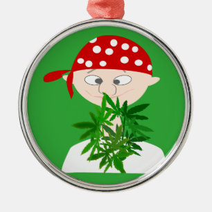 Junge Mann mit Weed Bouquet Personalisiert Silbernes Ornament