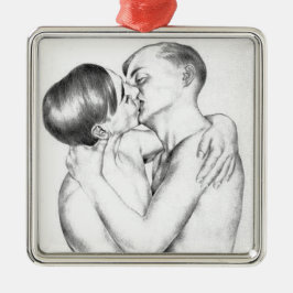 Junge Männer, die einen Kuss teilen (Vintage Gay A Ornament Aus Metall