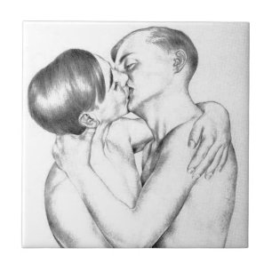 Junge Männer in der Liebe (Vintage Gay Art) Fliese