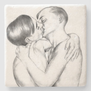 Junge Männer in der Liebe (Vintage Gay Art) Steinuntersetzer