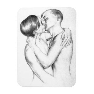 Junge Männer küssen (Vintage Gay Art) Magnet