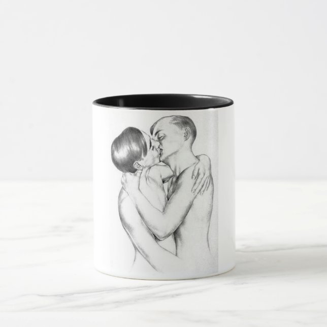 Junge Männer küssen (Vintage Gay Art) Tasse (Zentrum)