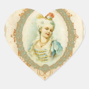 Junge Marie Antoinette Portrait-Aufkleber Tags Herz-Aufkleber