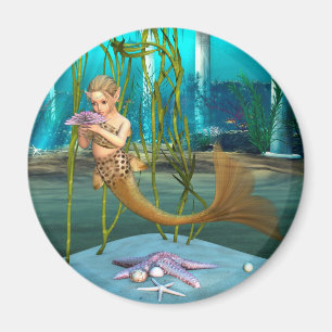Junge Meerjungfrau Unterwasser-Fantasie für Kinder Magnet