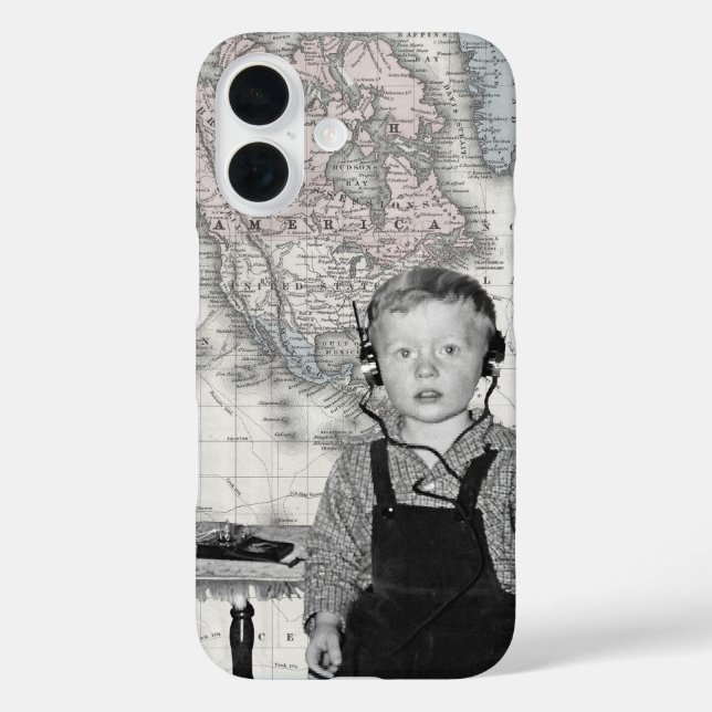 Junge mit Crystal Radio Set Map Case-Mate iPhone Hülle (Rückseite)