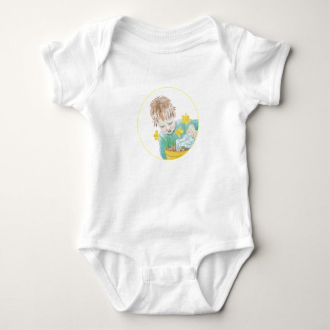 Junge mit Daffodien Baby Strampler (Vorderseite)