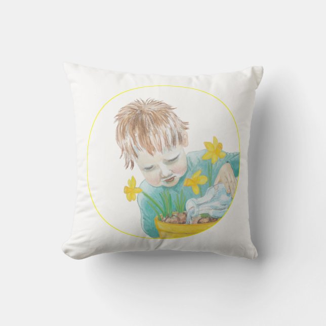 Junge mit Daffodien Kissen (Vorderseite)